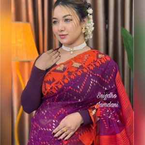 Purple colour Jamdani