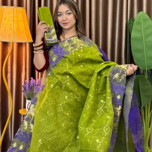 Olive Purple Combination Jamdani