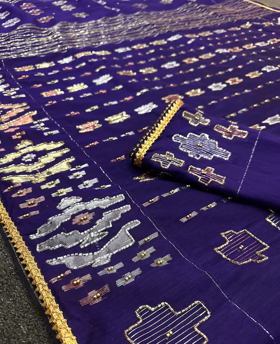 Purple Jamdani With Karchupi Work - Image 2