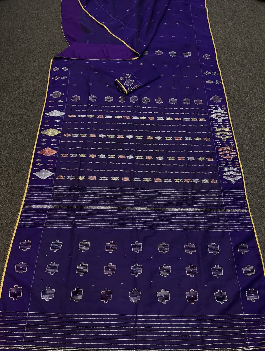 Purple Jamdani With Karchupi Work - Image 5