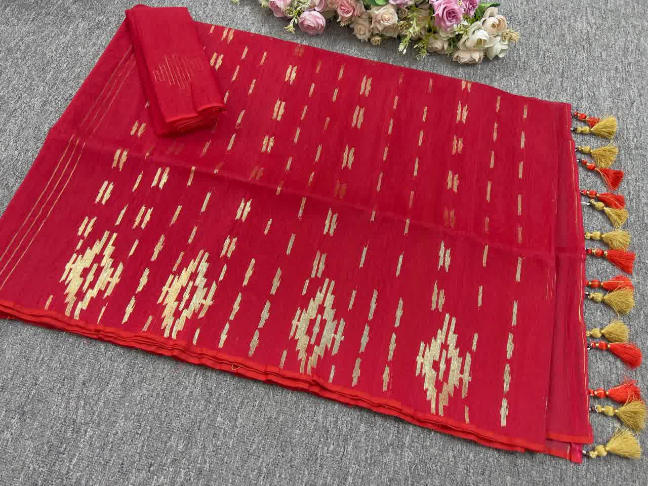 Budget frienddly Red Jamdani - Image 2