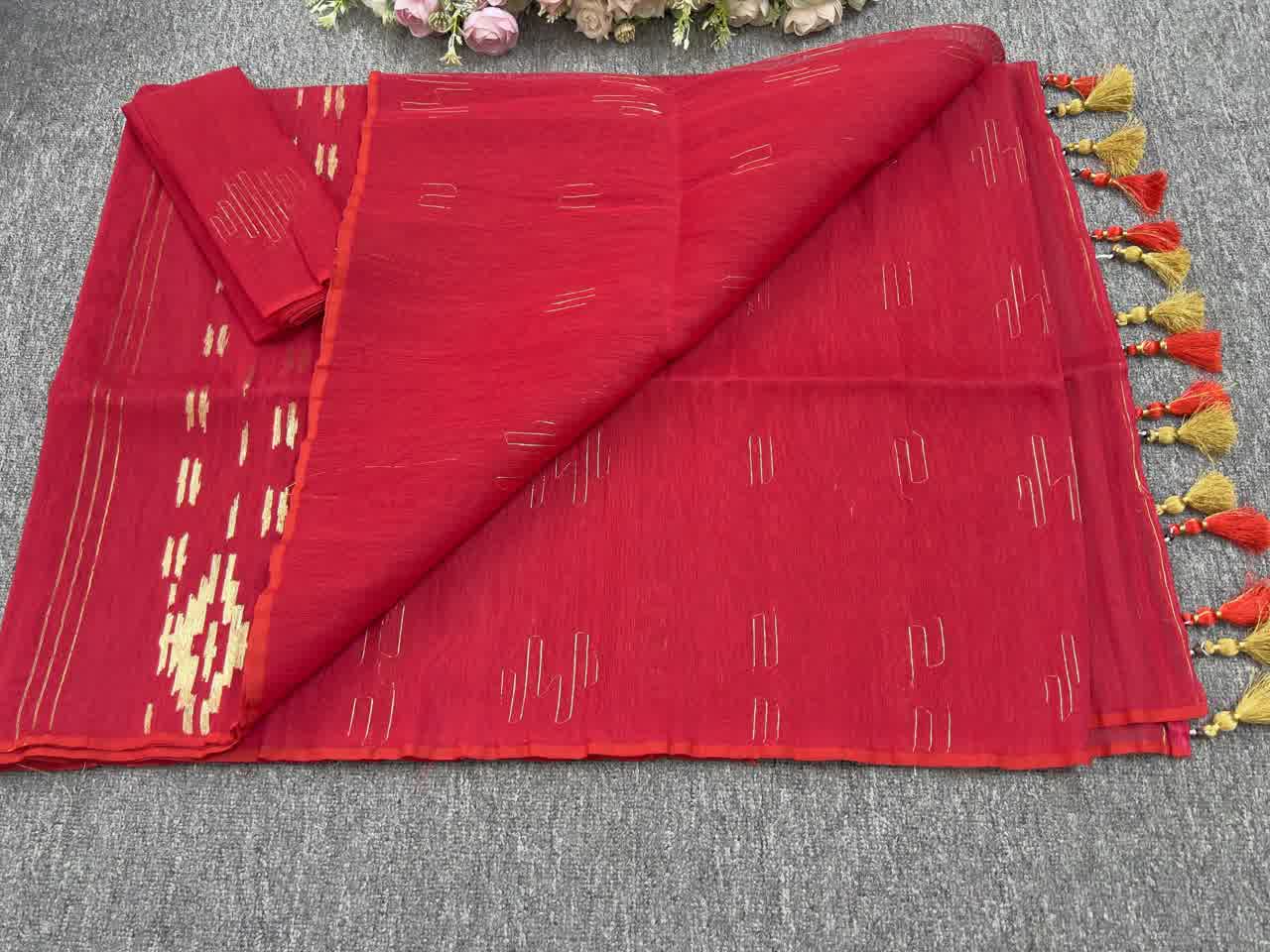Budget frienddly Red Jamdani - Image 3