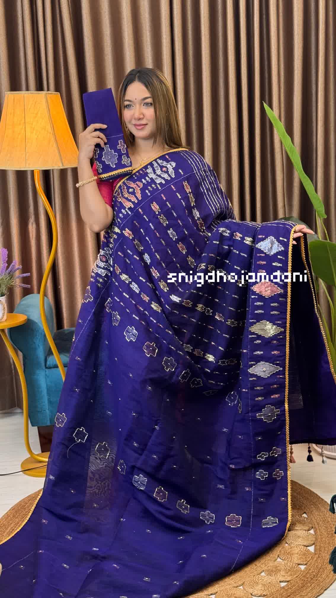 Purple Jamdani With Karchupi Work
