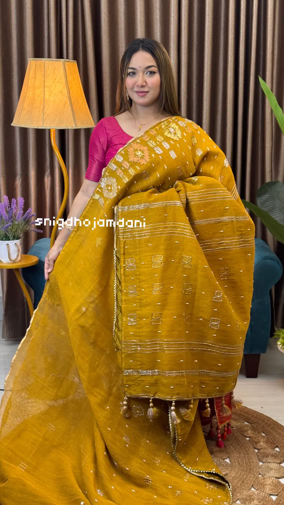 Musturd Yellow Jamdani with Karchupi Work - Image 8