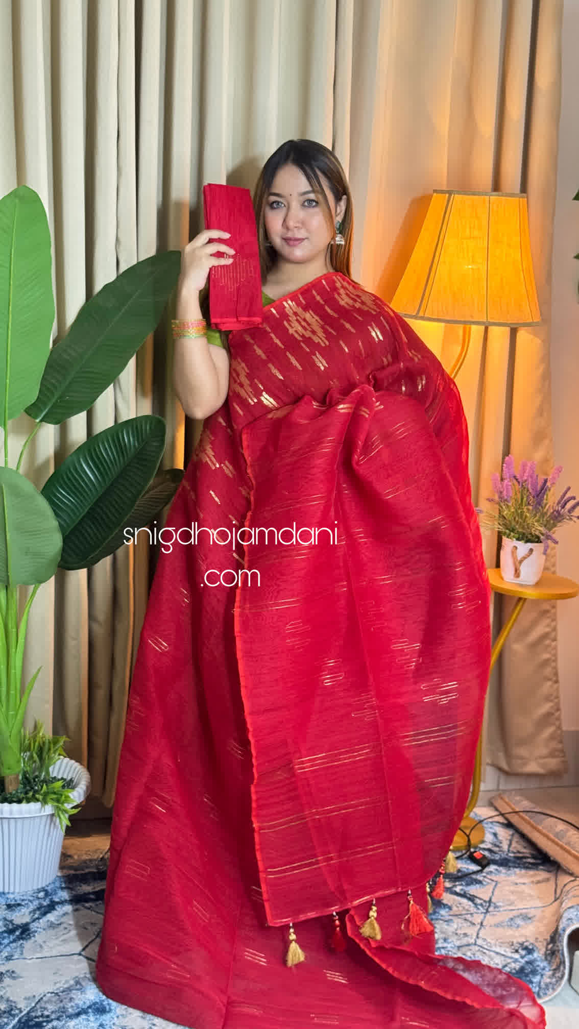 Budget frienddly Red Jamdani - Image 5
