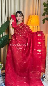 Budget frienddly Red Jamdani