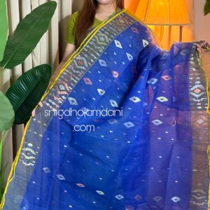 Blue yellow combination jamdani