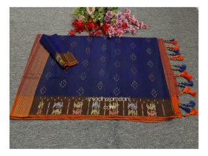 Blue and orange combination jamdani