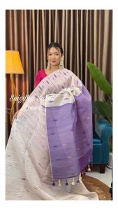 Lavender white jamdani