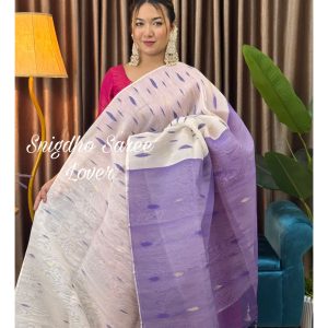 Lavender white jamdani