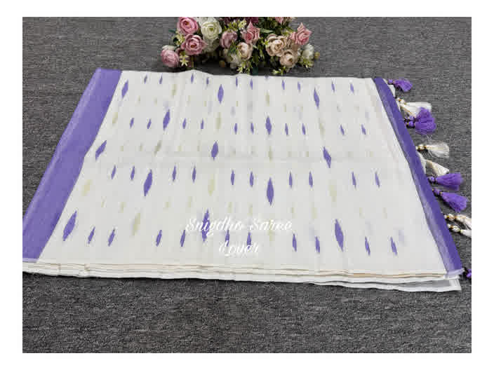 Lavender white jamdani - Image 3
