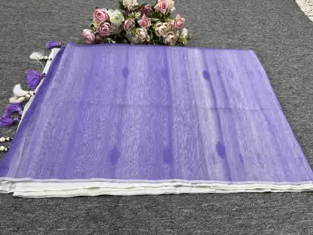 Lavender white jamdani - Image 5
