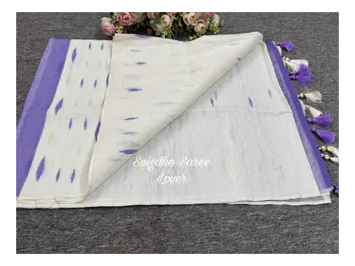 Lavender white jamdani - Image 4