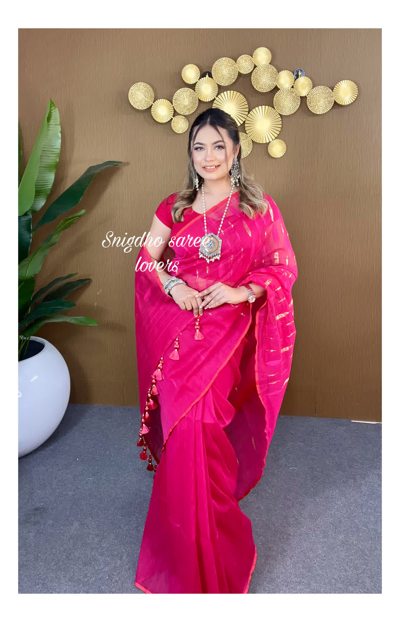 Hot Pink jamdani - Image 2