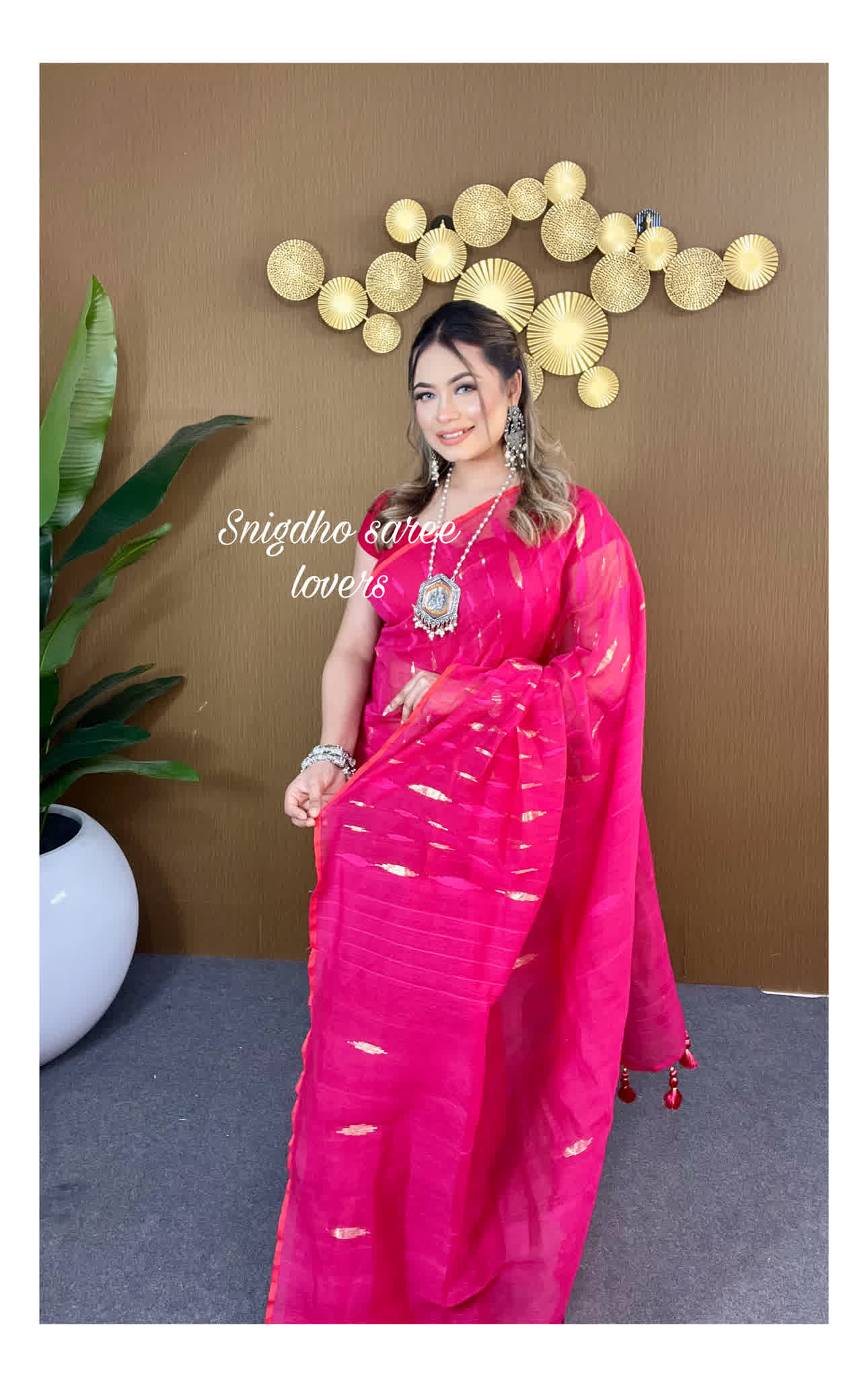 Hot Pink jamdani - Image 3